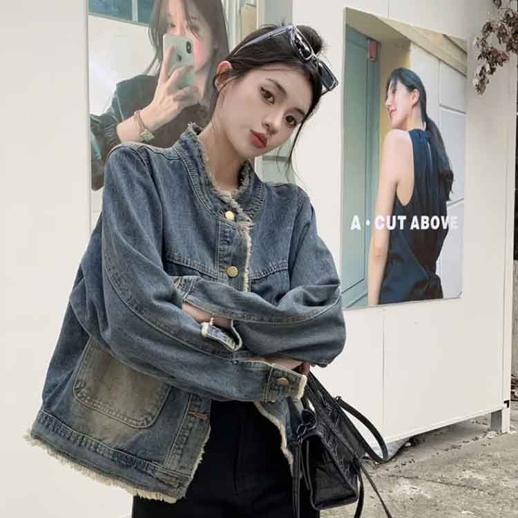 オーバーサイズ ゆったり 韓国ファッション デニムジャケット 秋冬 ジージャン アウター 女性用 ポケット付き レディース 夏用