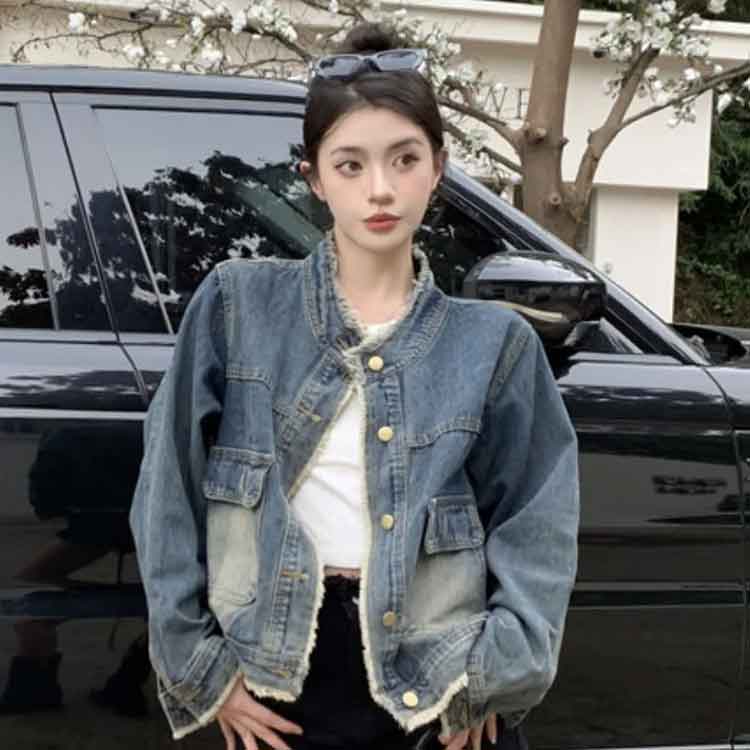 オーバーサイズ ゆったり 韓国ファッション デニムジャケット 秋冬 ジージャン アウター 女性用 ポケット付き レディース 夏用