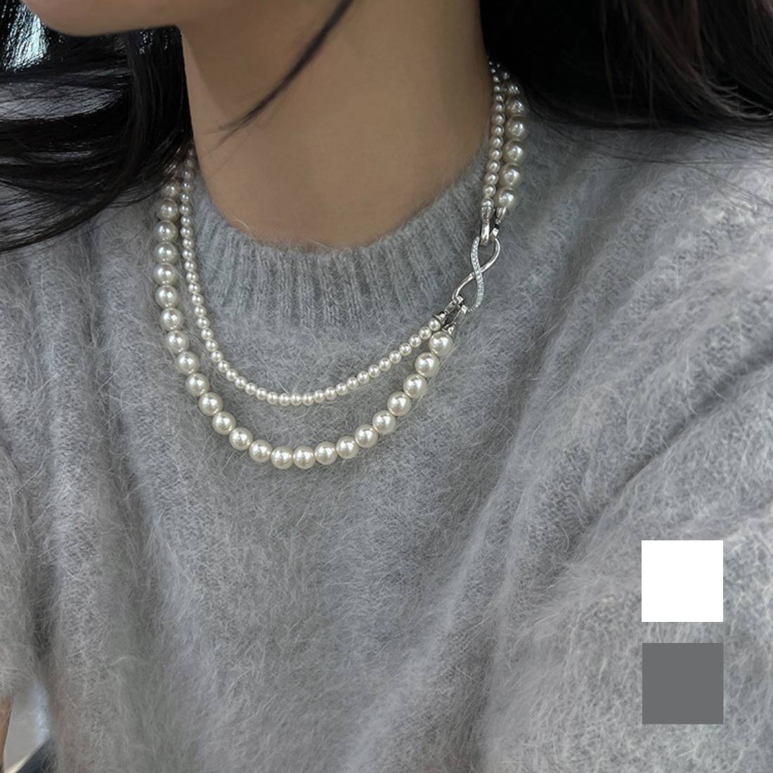 洗練 オケージョン パーティー 2次会 結婚式 カジュアル シンプル キレイめスタイル パール 華やか 上品 首元 アクセサリー