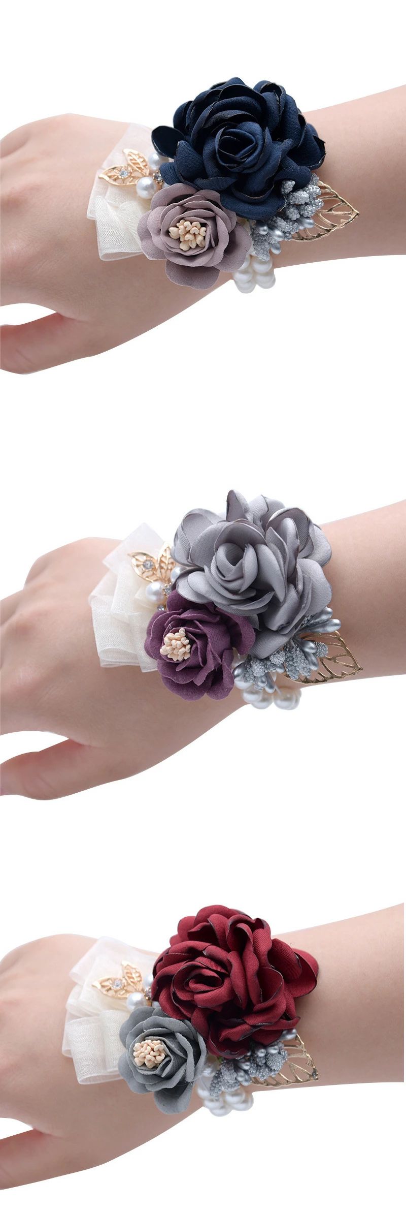 手首用 コサージュ 造花 シルクフラワー アーティフィシャルフラワー バラ 薔薇 ロ...