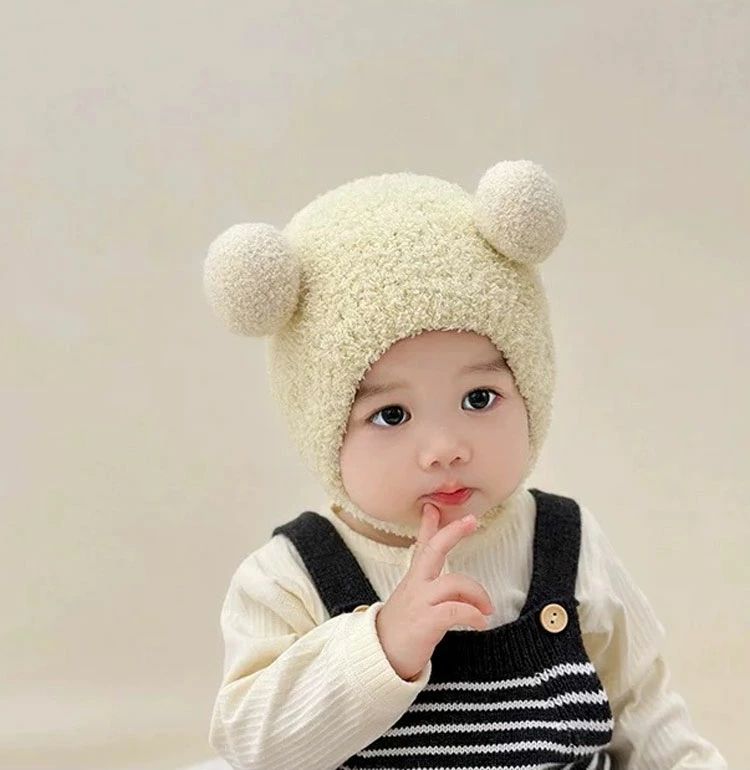 キッズ ニット帽子 くま耳ニット帽 くまニット 帽子 赤ちゃん ニットキャップ ボンネット 女の子 男の子 シンプル お