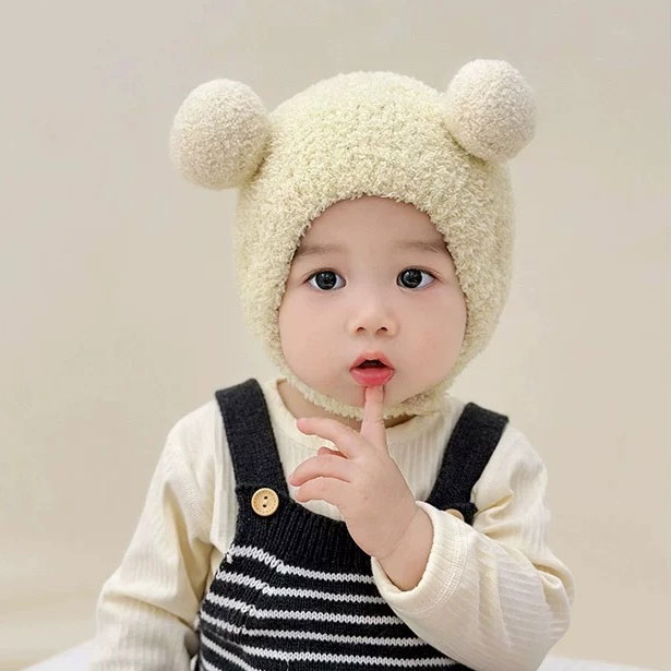 キッズ ニット帽子 くま耳ニット帽 くまニット 帽子 赤ちゃん ニットキャップ ボンネット 女の子 男の子 シンプル お