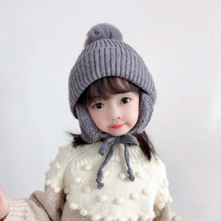 柔らかい 子供用 秋冬 女の子 防寒 帽子 キッズ ポンポン 男の子 暖かい 男女兼用 耳保護 無地 裏ボア 送料無料 可愛い