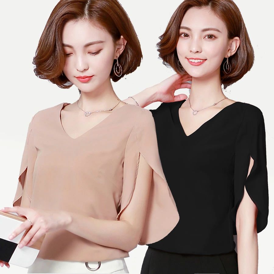 vネ オフィスカジュアル オフィス おしゃれ 大人かわいい 秋 夏 春 レディース 半袖シャツ カットソー シャツ トップス ブラウス
