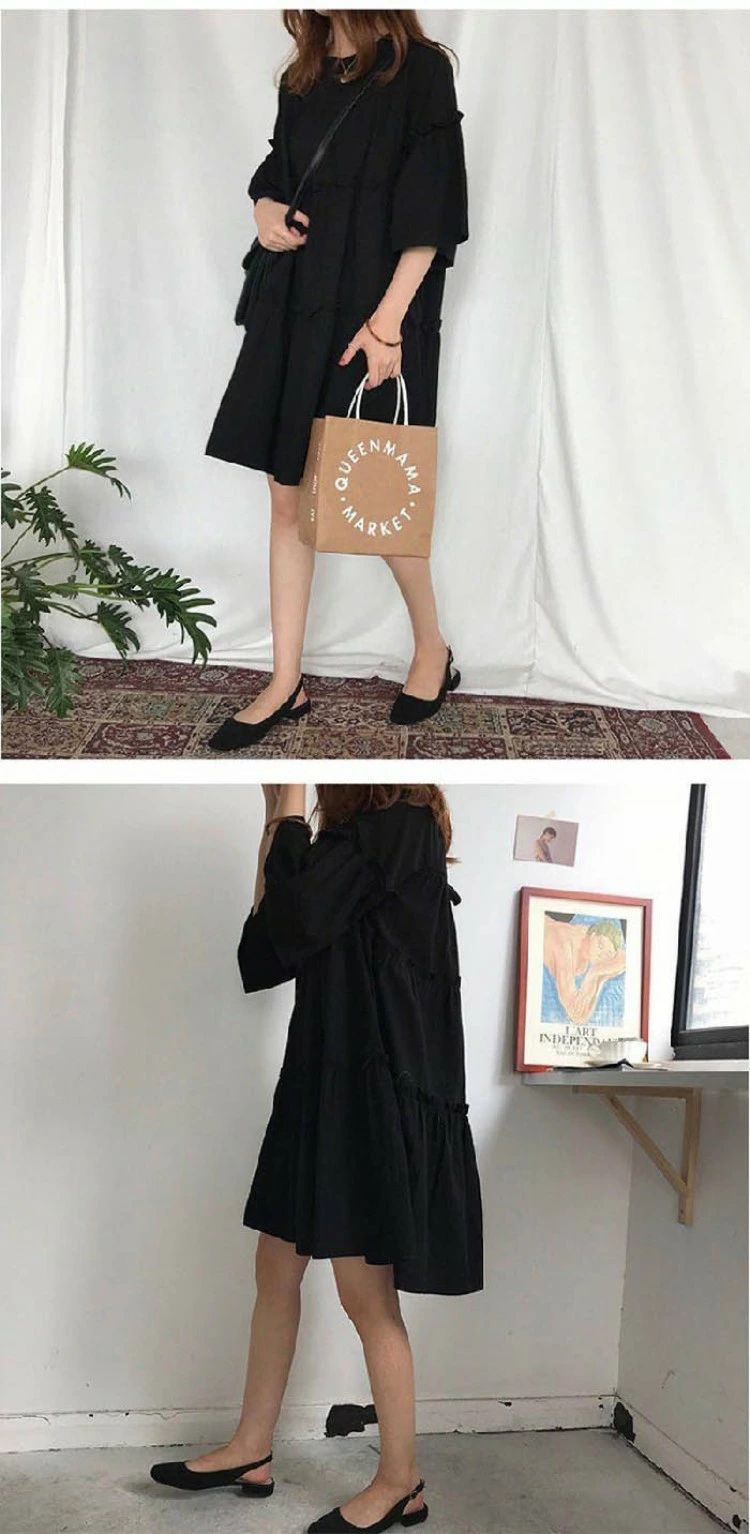 ワンピース レディース ティアード 春 夏 半袖 ギャザー 大人可愛い 大きいサイズ チュニックワンピ ショート丈 ゆったり Aライ 3