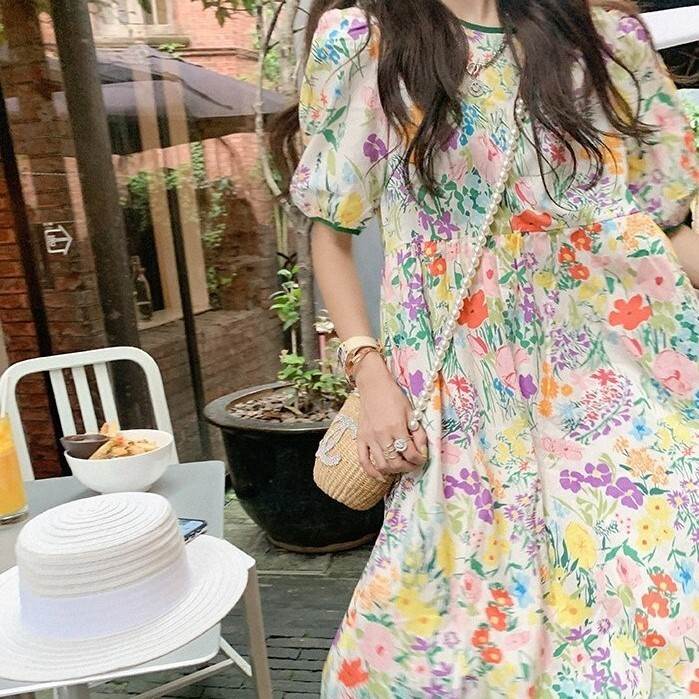 乐天商城 - ミモレ丈 5分袖 ラウンドネック セミフレア かわいい ゆったり 背中見せ マタニティ 大人可愛い きれいめ 大人 上品 おしゃれ レ