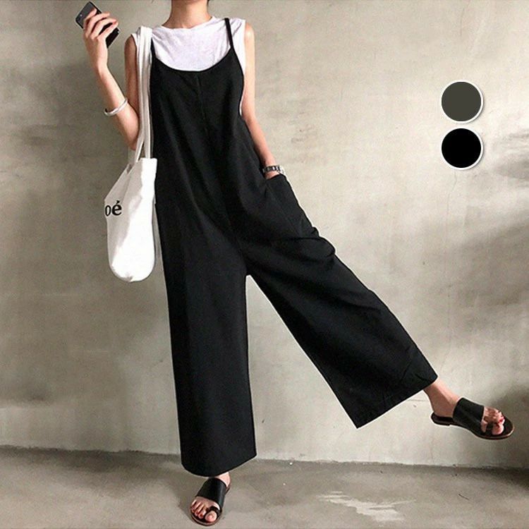 ボトム オシャレ 40代 サロペット 大きいサイズ ロングズボン 春夏新作 ワイドパンツ レディースロング丈 パンツ オーバーオール