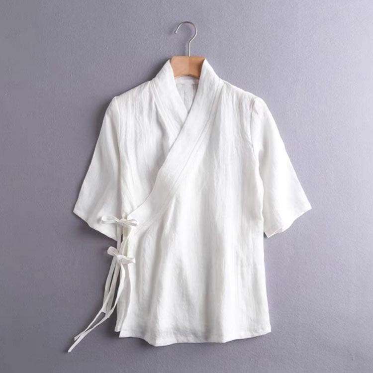 ワンオブゼムマートの簡単 半襦袢 レディース 初心者 襦袢 ブラック きもの Tシャツ インナー 衿付き 着物 簡単 一体型 和装 浴衣 下着 半袖 肌着 速｜アングル2