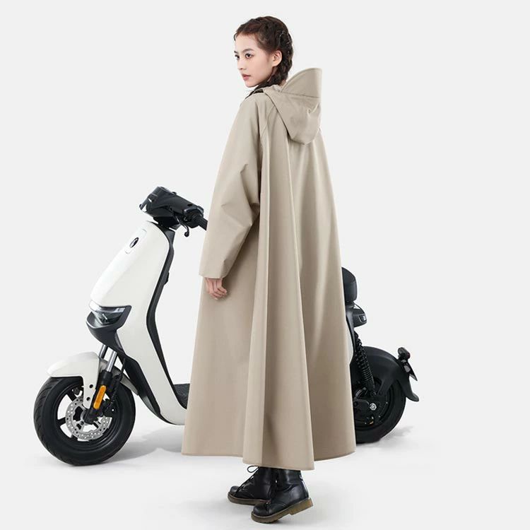 膝が濡れない レインコート 徒歩 かっぱ リュック カッパ ベージュ レインポンチョ かっぱ 自転車 防水 リュック対応 キャンプ 2