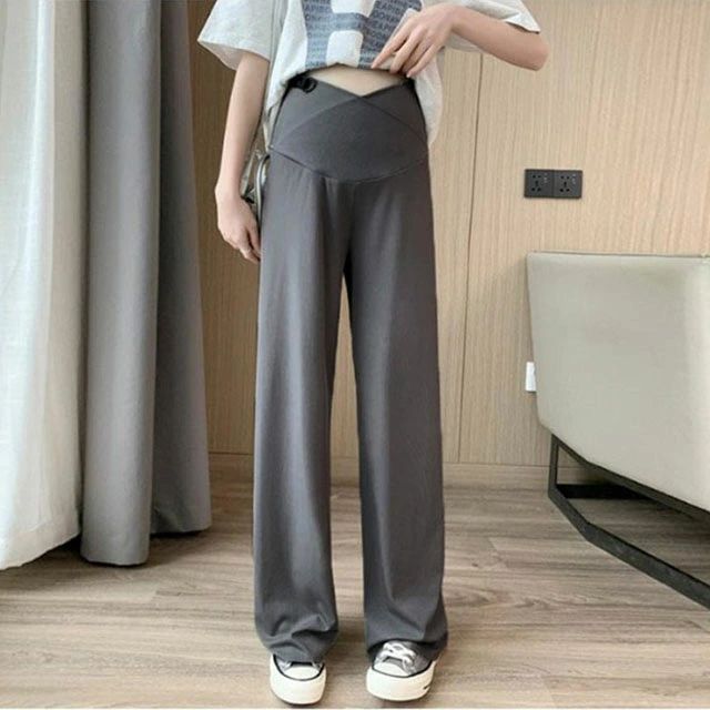 マタニティパンツ ワイドパンツ 大きいサイズ リブパンツ ストレッチ性 アジャスタ...