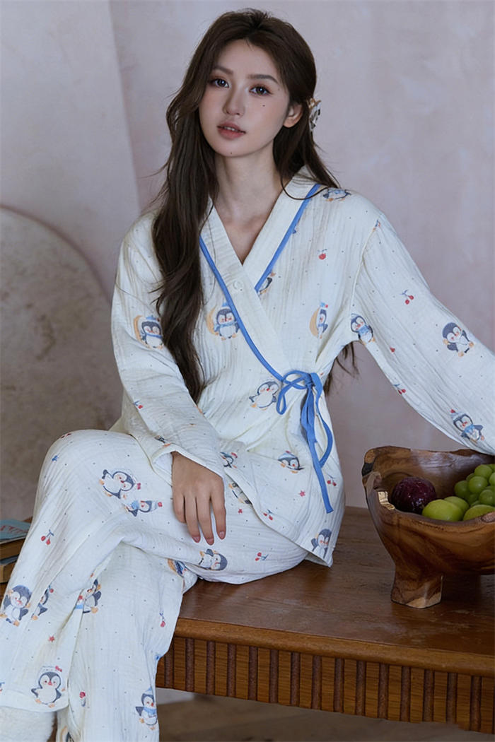 マタニティ パジャマ 綿100 四層ガーゼ 長袖 授乳服 前開き ボタン ルームウェア マタニティパジャマ パンツ 入院 かわいい 上下セット 2点セット コットン ダブルガーゼ 授乳パジャマ 授乳 妊娠 産後 出産 入院準備 産前産後 サイドリボン 和風 可愛い 総柄 秋 冬 厚手