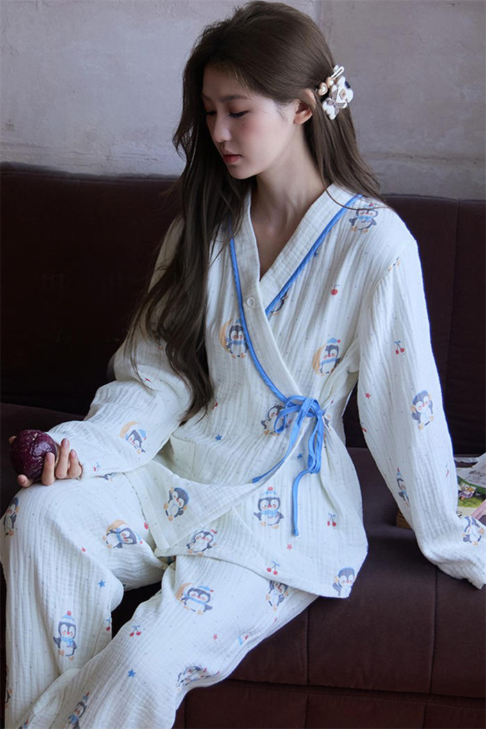 マタニティ パジャマ 綿100 四層ガーゼ 長袖 授乳服 前開き ボタン ルームウェア マタニティパジャマ パンツ 入院 かわいい 上下セット 2点セット コットン ダブルガーゼ 授乳パジャマ 授乳 妊娠 産後 出産 入院準備 産前産後 サイドリボン 和風 可愛い 総柄 秋 冬 厚手