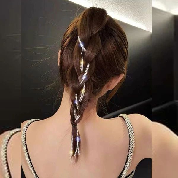 送料無料 2本セット ヘアクリップ ヘアロープ キラキラロープ ラインストーン スナ...