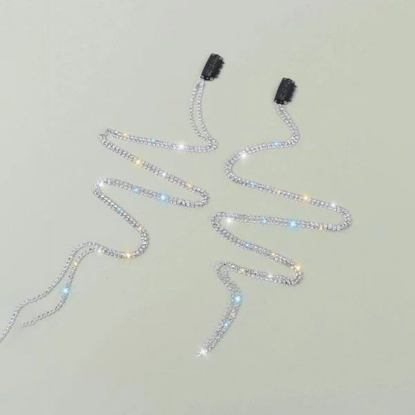 送料無料 2本セット ヘアクリップ ヘアロープ キラキラロープ ラインストーン スナ...