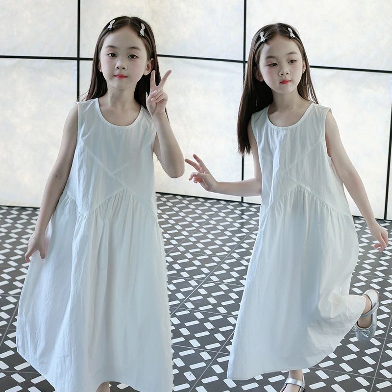 子供ワンピース キッズ ノースリーブ マキシワンピース ロング丈 ホワイト 夏 海 ...