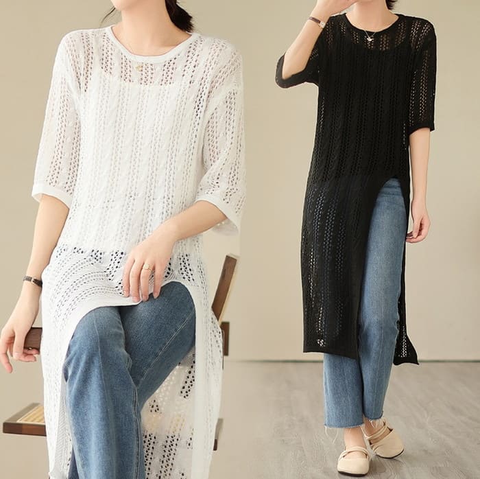 Rakuten - チュニック レディース ロングシャツ ワンピース 半袖 春夏 トップス きれいめ カジュアル リラックス ナチュラル 通勤 お出かけ