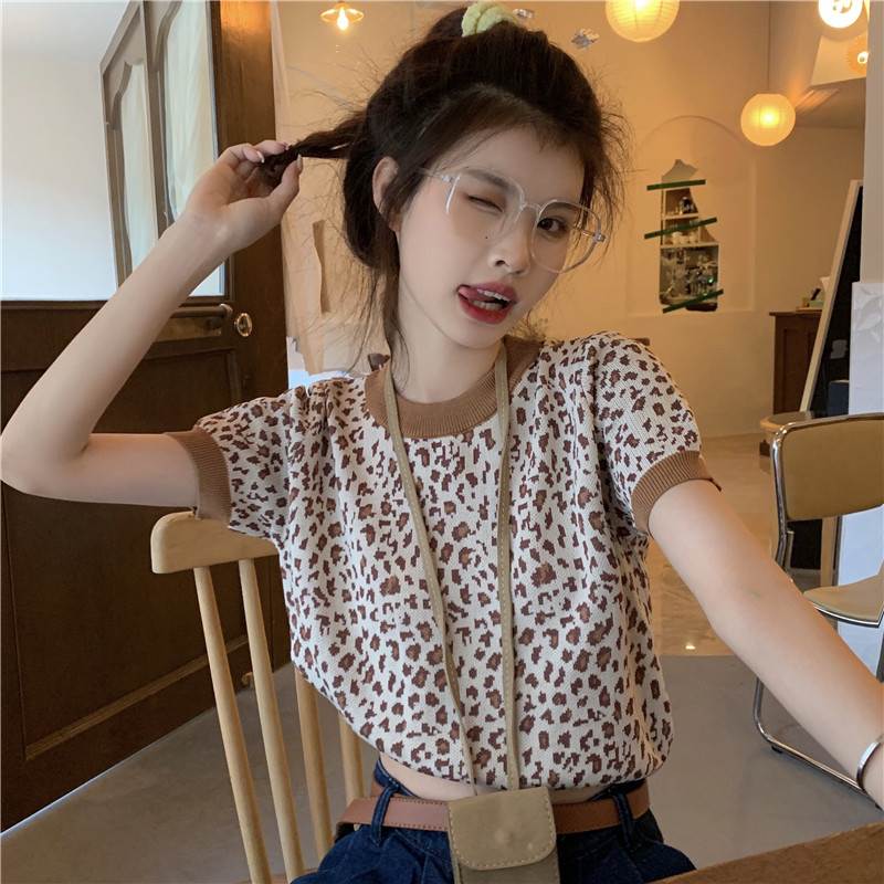 Rakuten - ショート丈 レディース ニット セーター トップス ニットソー 袖あり 半袖 ラウンドネック 襟なし スリム 細身 ニット サマーニ