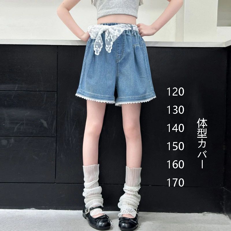 Rakuten - 子供服 ジーンズ ショートパンツ 子供 デニム パンツ ショートパンツ 夏着 ガールズデニムショーツ カジュアル 女の子 ボトムス