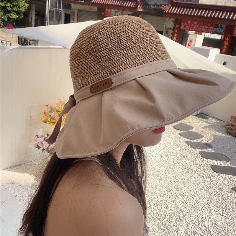 Cap - 帽子 レディース 麦わら帽子風 ストローハット風 ラフィアハット風 バックリボン 日よけ 日除け 日焼け防止 紫外線予防 紫外線対