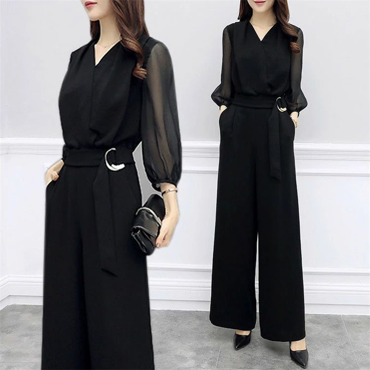 Rakuten - パーティードレス ロング丈 オールインワン レディース ワイドパンツ ガウチョパンツ おしゃれ パンツドレス きれいめ 結婚式 お