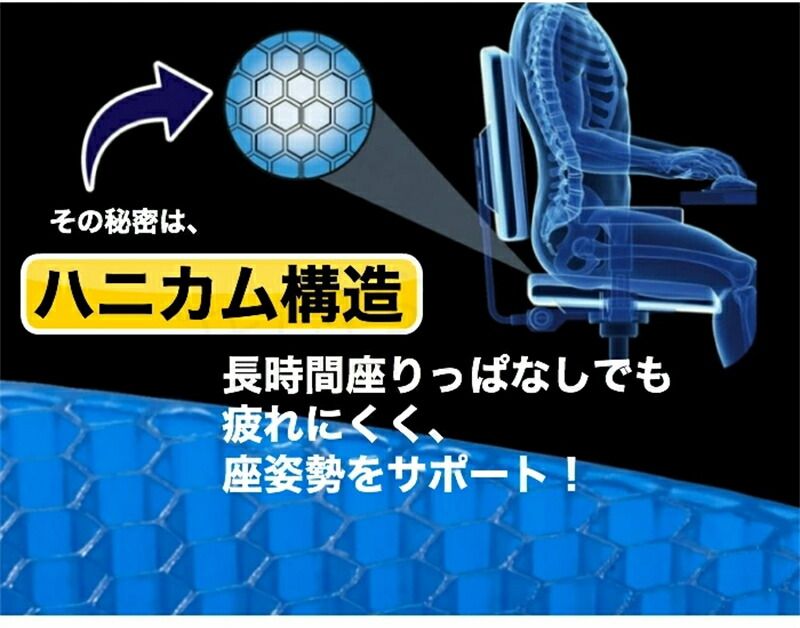 ハニ 大きいサイズ 座布団 大きめ クッション 二重ハニカム構造 ハニカム ラージ 大 ジェルクッション ゲルクッション 2枚セット [3]