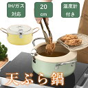【期間限定! 5980円→5180円】天ぷら鍋 揚げ物鍋 円形 丸型 20cm 24cm IH対応 ガス火対応 揚げ網 温度計付き 蓋付き バッド 天ぷら 揚げ...