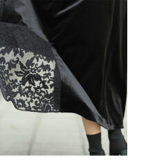 ▼▼M/L/2L/3L「frenchpave」frenchpaveオリジナル。光沢ベロアに刺繍をあしらったベロアシャツワンピース12月13日22時販売新作