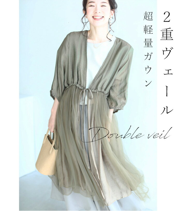 ◇◇□□【再入荷♪2/25 12時&20時】（S~L/2L~3L対応）2重ヴェールの超軽量ガウンのサムネイル