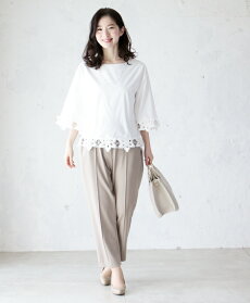【再入荷♪8月31日12時&22時より】「pave」カットワークのお花ブラウストップス