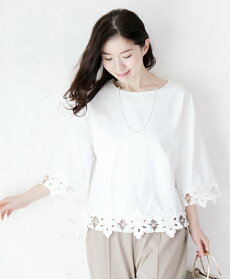 【再入荷♪8月31日12時&22時より】「pave」カットワークのお花ブラウストップス