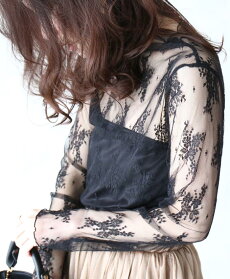 【再入荷♪9月30日12時&22時より】「pave」大活躍レースインナートップス/Z2