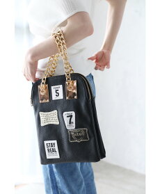 【再入荷♪5月22日12時&22時より】「french」レザー調チェーンハンドル2wayバッグ