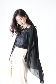 【再入荷♪6月2日12時&22時より】(ブラック)「french」花総レースのオフショルダートップス/Z2