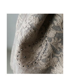 ▼▼(ブラウン)「french」繊細花刺繍とスタッズアクセントの大人ストール9月18日22時販売新作