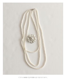 ▼▼「pave」ブローチにも。煌めくお花の3連パールネックレス11月11日22時販売新作