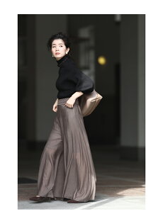 ▼▼(ベージュ)「french」美シルエットな上質ニットワイドパンツ11月22日22時販売新作