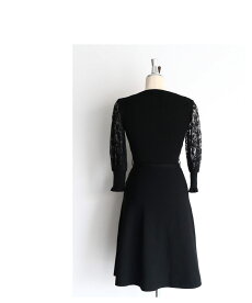 ▼▼「frenchpave」華やぐレース袖のカシュクールワンピース12月1日22時販売新作