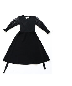 ▼▼「frenchpave」華やぐレース袖のカシュクールワンピース12月1日22時販売新作