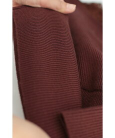 ▼(ブラウン)「frenchpave」デコルテを美しく魅せるドッキングレースのカシュクールニットトップス12月17日22時販売新作