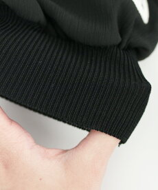 ▼▼「frenchpave」浮き立つモノトーンのリーフ柄ポワン袖ニットトップス1月20日22時販売新作
