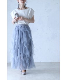 ▼▼「frenchpave」春の風にふわり揺らめくチュールのフリルスカート2月10日22時販売新作