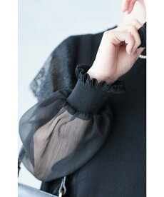 ▼▼「frenchpave」上品な透け感。レース重なるシアースリーブトップス2月13日22時販売新作