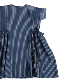 ▼▼「frenchpave」ふんわりギャザーポケットのストライプワンピース3月15日22時販売新作