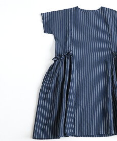 ▼▼「frenchpave」ふんわりギャザーポケットのストライプワンピース3月15日22時販売新作