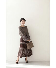 ▼(M~3L対応)(モカ)「FRENCHPAVEオリジナル」花レースのふわり袖。モヘアニットトップス□□□9月27日22時販売新作