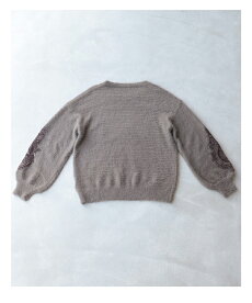 ▼(M~3L対応)(モカ)「FRENCHPAVEオリジナル」花レースのふわり袖。モヘアニットトップス□□□9月27日22時販売新作