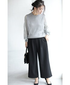 (予約受注会)【再入荷♪10月10日12時&22時より】(予約販売:10月20日〜11月20日前後の出荷予定)(ブラック)「pave」シンプルで活躍間違いない黒のゆったりパンツ