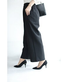 (予約受注会)【再入荷♪10月10日12時&22時より】(予約販売:10月20日〜11月20日前後の出荷予定)(ブラック)「pave」シンプルで活躍間違いない黒のゆったりパンツ