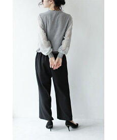 (予約受注会)【再入荷♪10月10日12時&22時より】(予約販売:10月20日〜11月20日前後の出荷予定)(ブラック)「pave」シンプルで活躍間違いない黒のゆったりパンツ