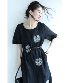 【再入荷♪9月21日12時&22時より】「pave」アートなドット刺繍の軽やかワンピース